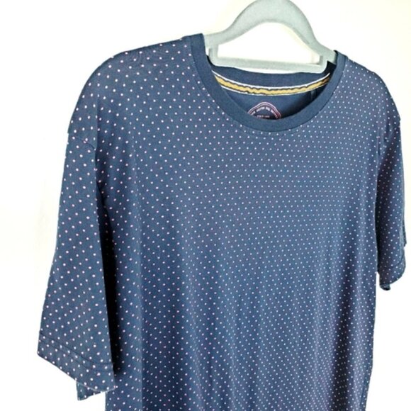 Denim & Flower Ricky Singh Navy with Pink Dots Crewneck T-Shirt Short Sleeve, L - Picture 6 of 6